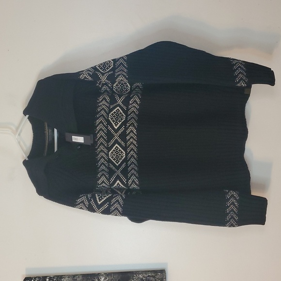 NWT Banana Republic Arran Fair Isle Sweater Size Large Tall Mens Black White - Picture 3 of 13